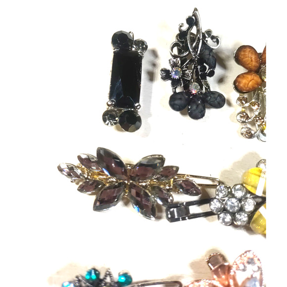 Hair Clip Barrettes Lot Of 7 Assorted Colors Metal Rhinestone Small - Picture 6 of 8